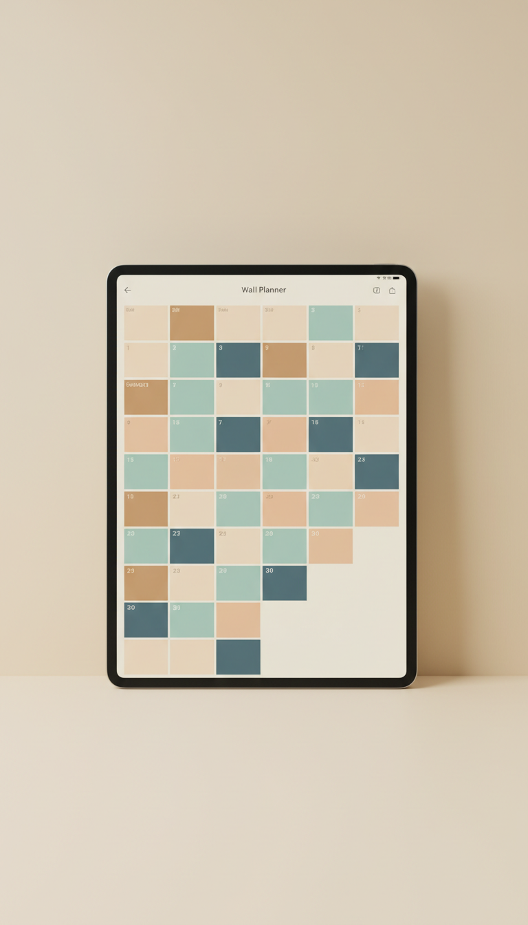 Wall planner app interface tablet